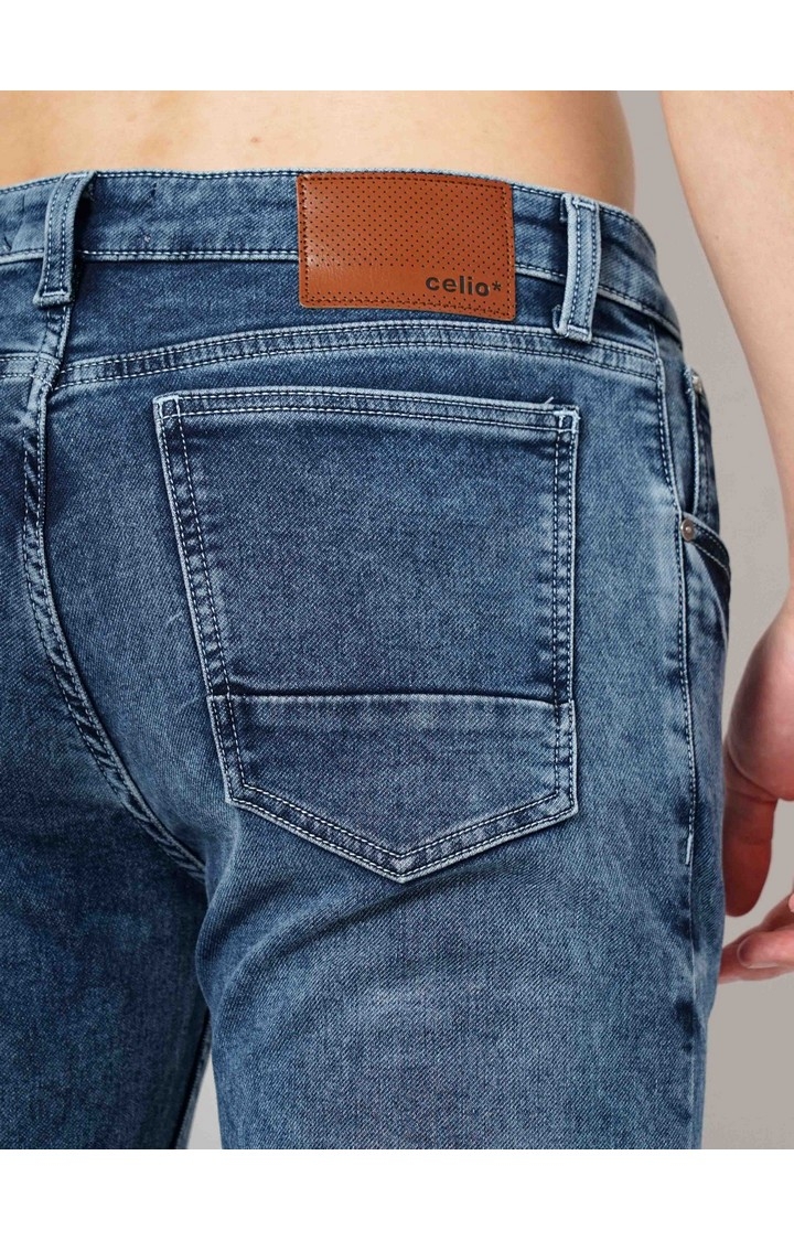 Men's Solid Knit Denim Jeans