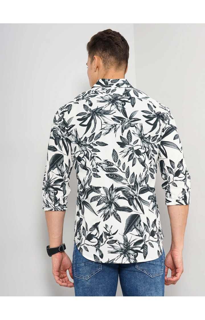 Men's White Printed Casual Shirts