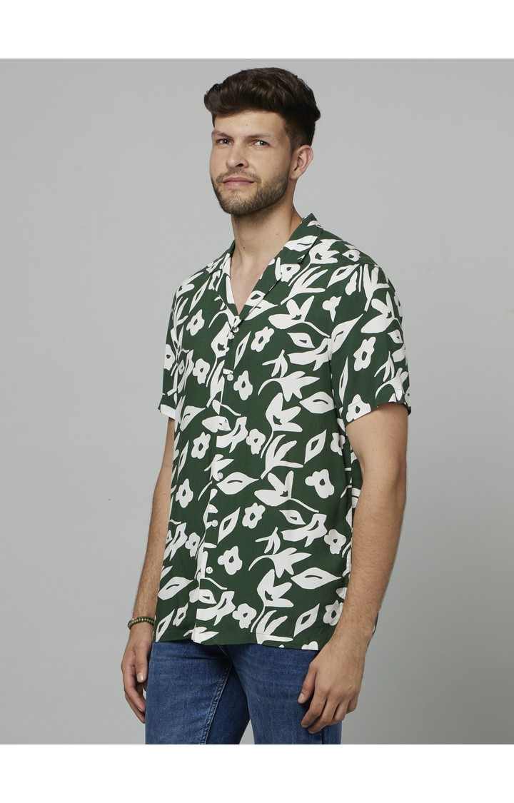 Men's Green Floral Casual Shirts