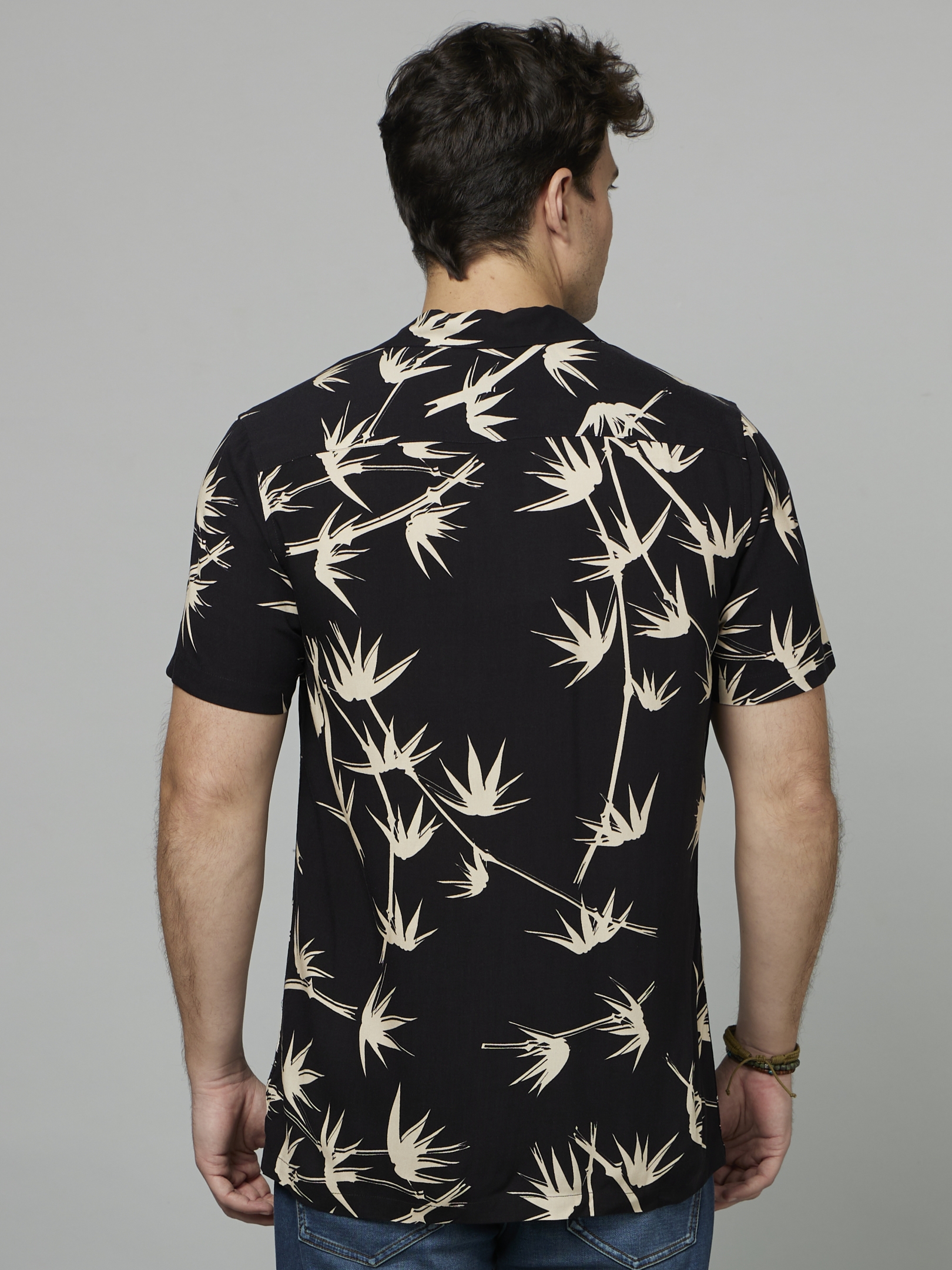 Men's Black Floral Casual Shirts