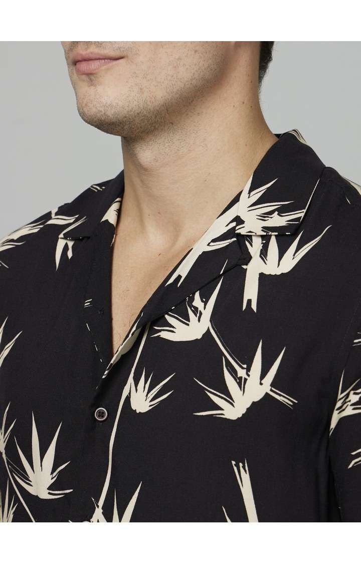 Men's Black Floral Casual Shirts