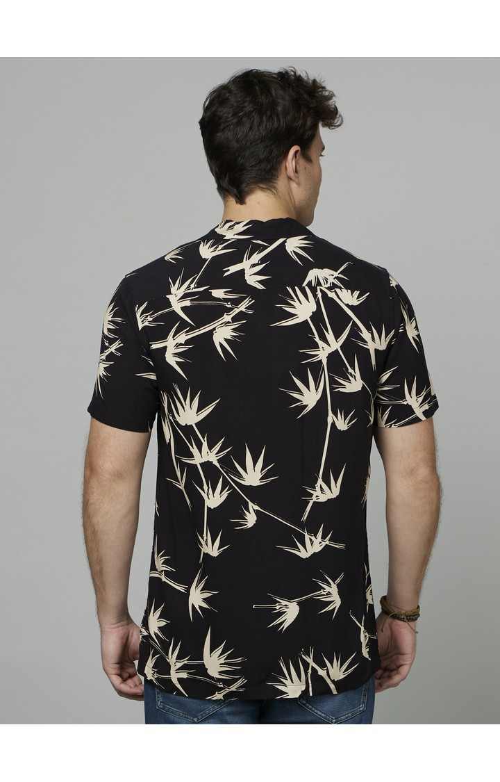 Men's Black Floral Casual Shirts