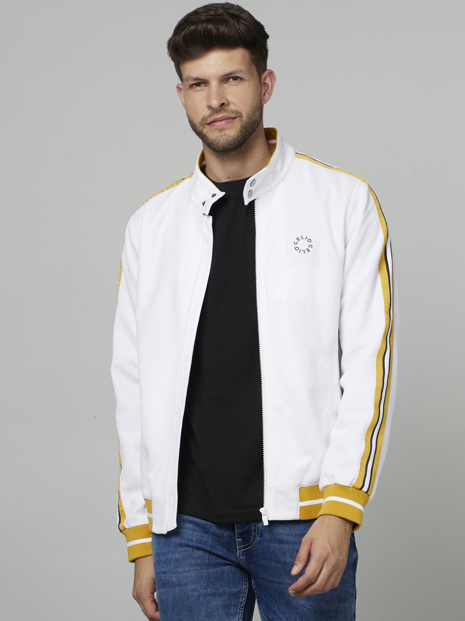 Men's White Solid Western Jackets