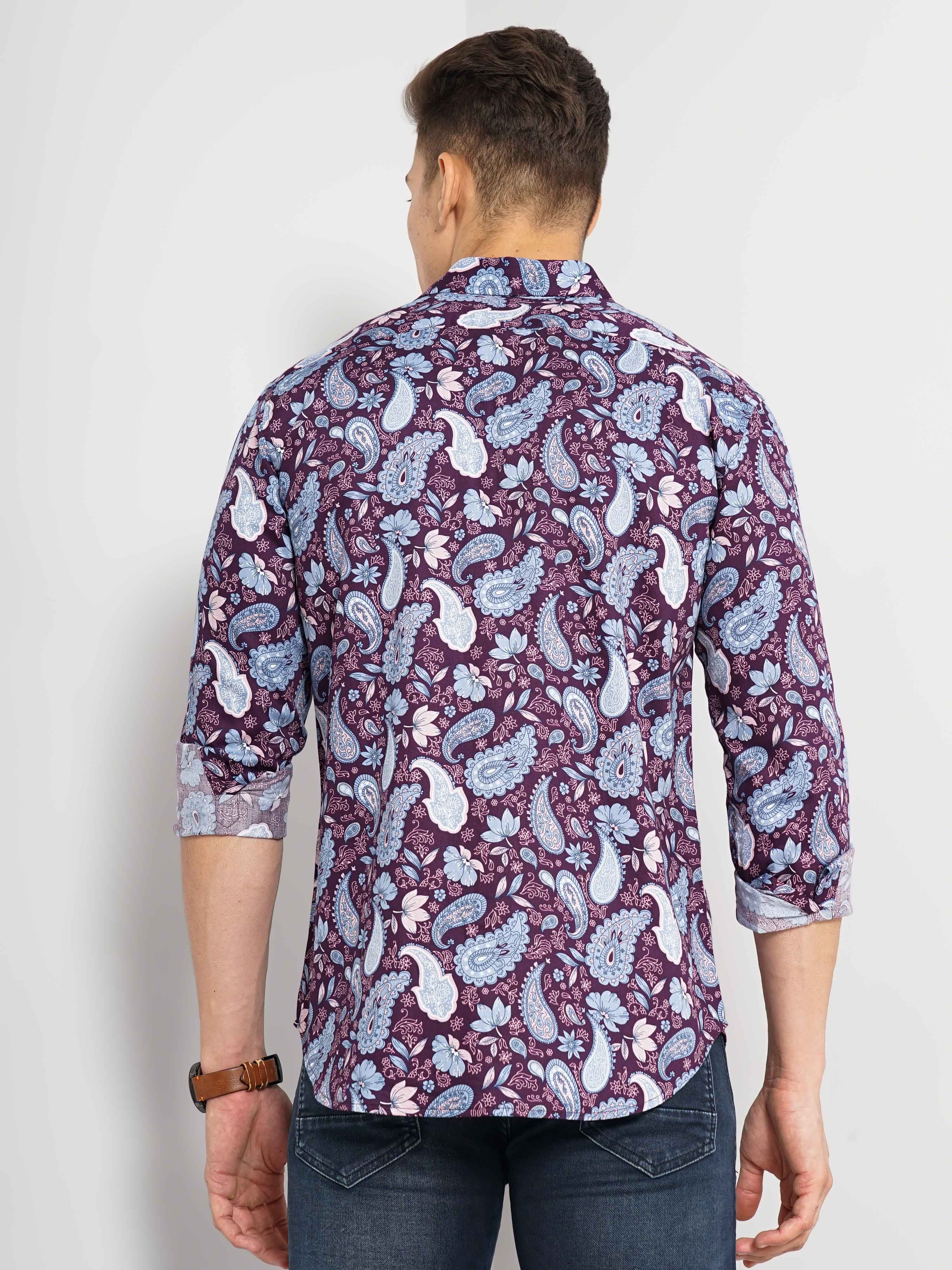 Men's Purple Printed Casual Shirts