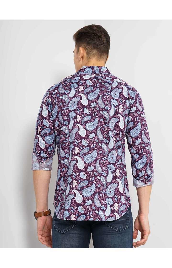 Men's Purple Printed Casual Shirts