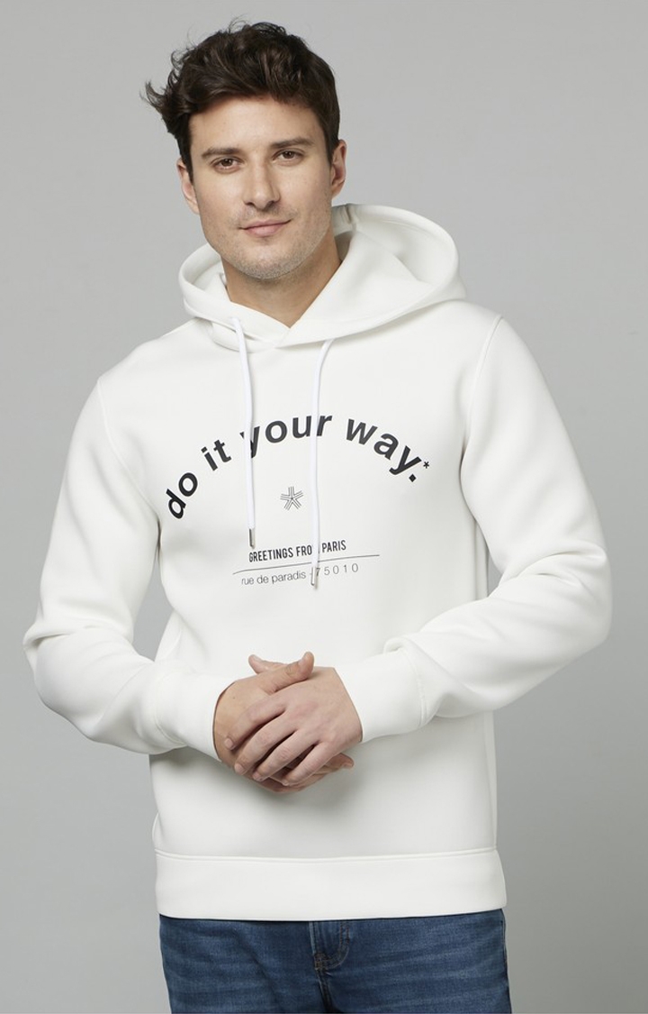 celio | Men's White Graphics Sweatshirts