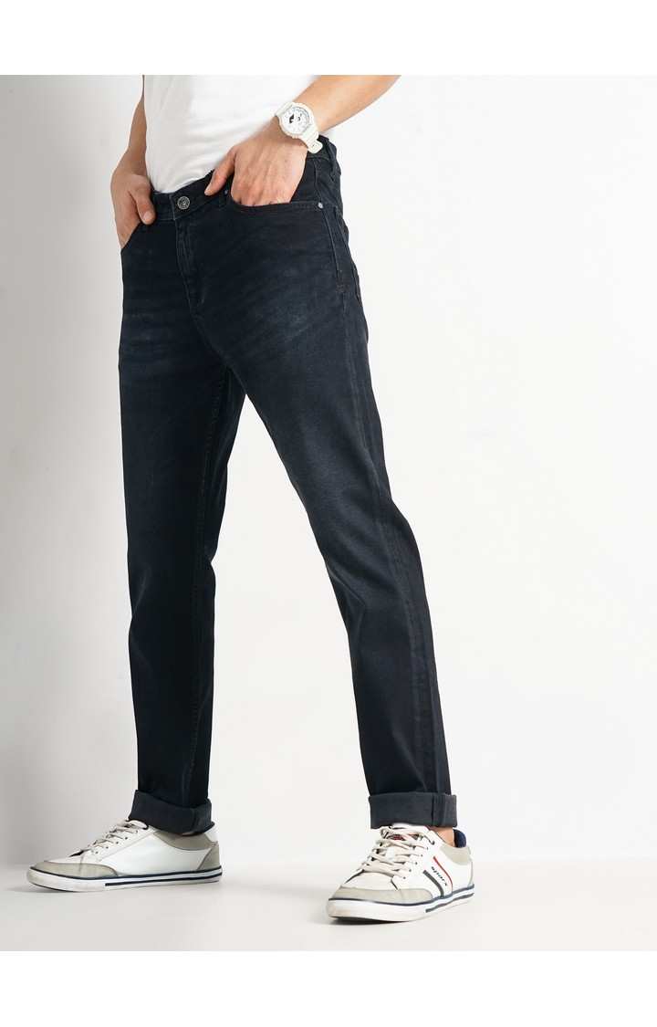 Celio Men Black Solid Slim Fit Cotton Dobby Jeans