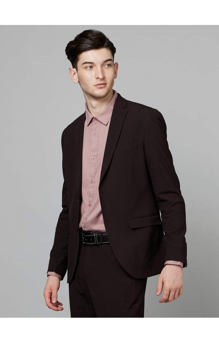 Men's Purple Solid Blazers