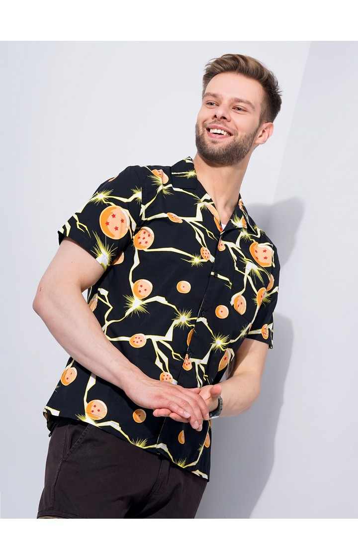Men's Black Graphics Casual Shirts