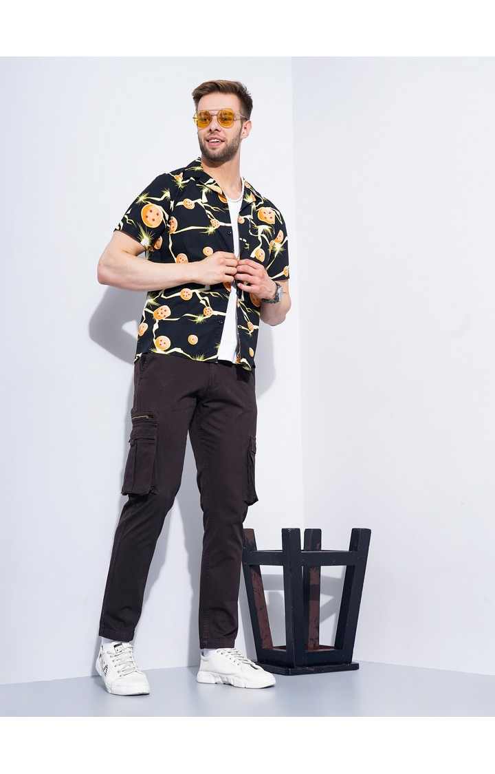 Men's Black Graphics Casual Shirts