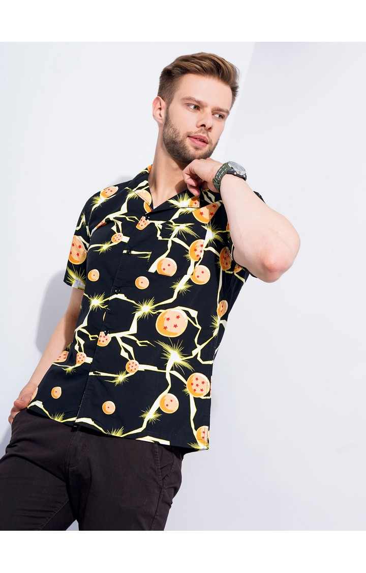 Men's Black Graphics Casual Shirts