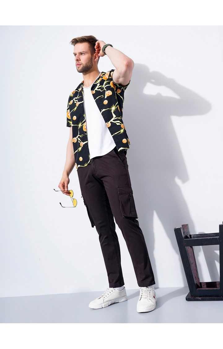 Men's Black Graphics Casual Shirts