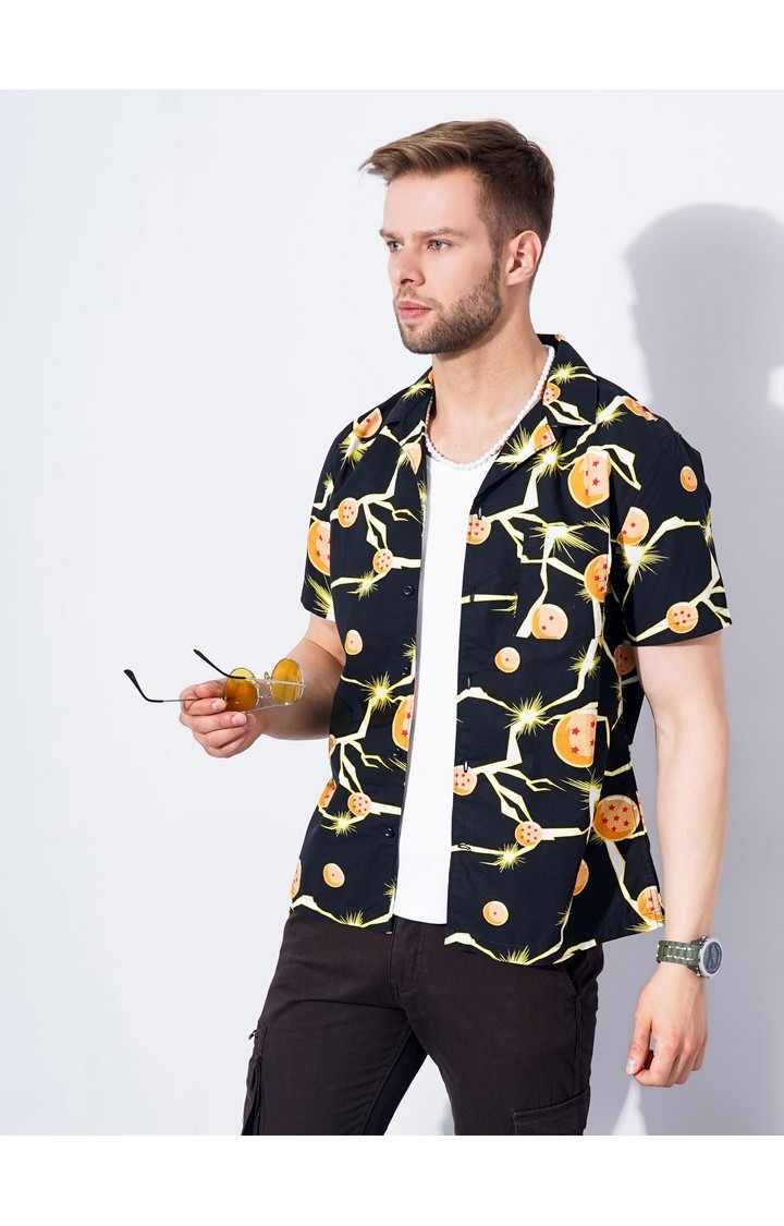 Men's Black Graphics Casual Shirts
