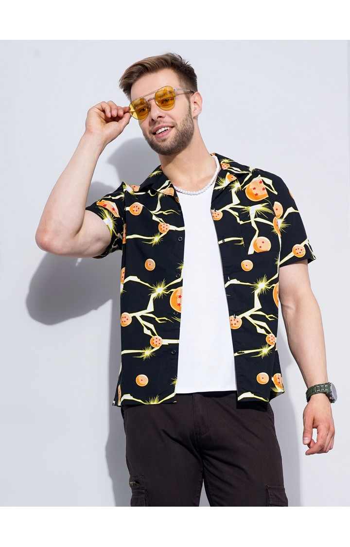 Men's Black Graphics Casual Shirts