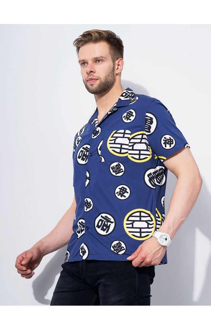 Men's Blue Graphics Casual Shirts
