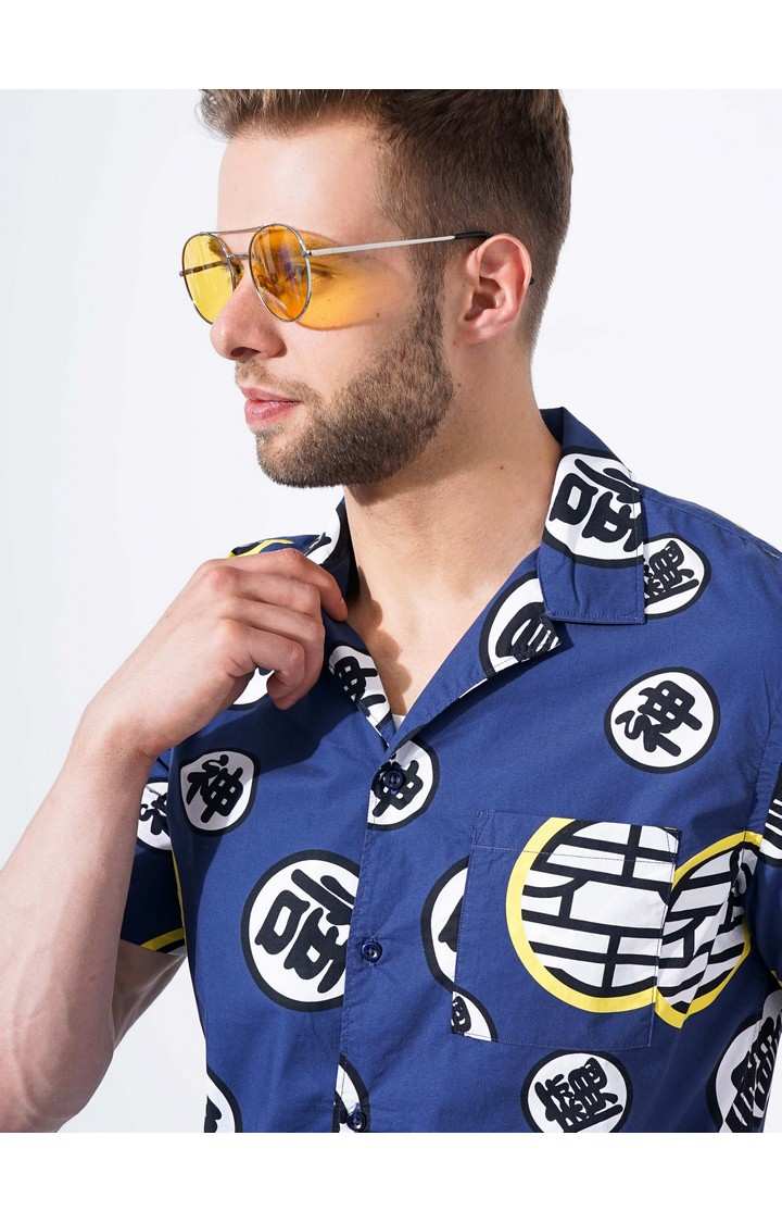 Men's Blue Graphics Casual Shirts