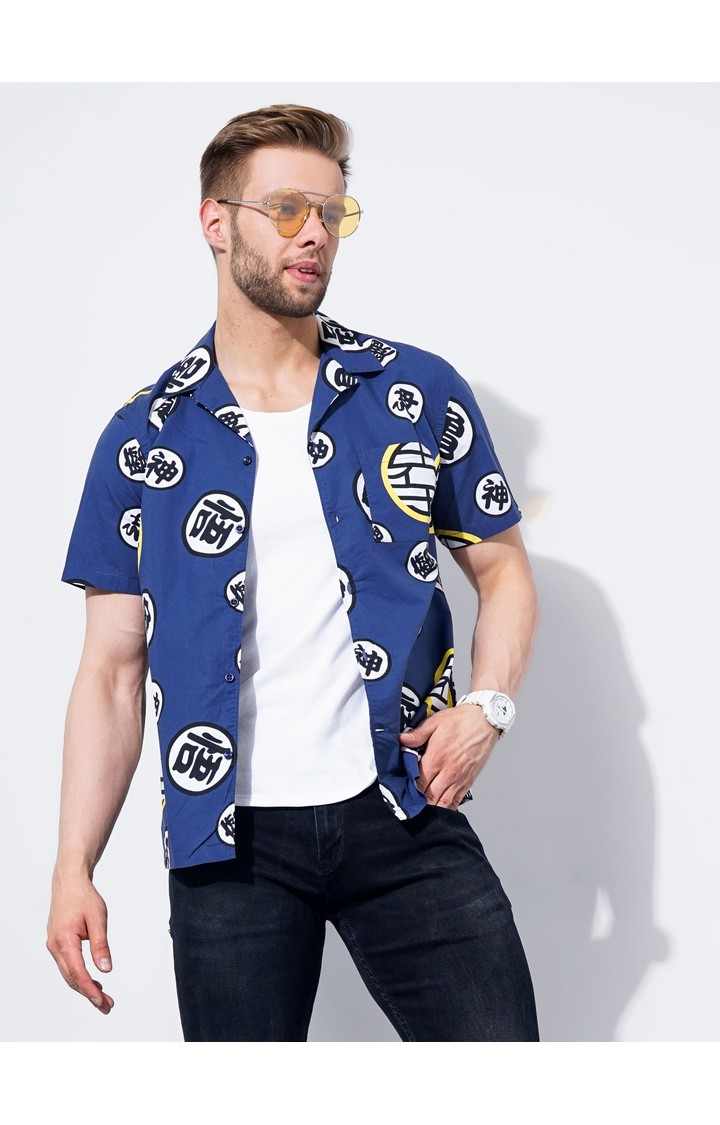 Men's Blue Graphics Casual Shirts