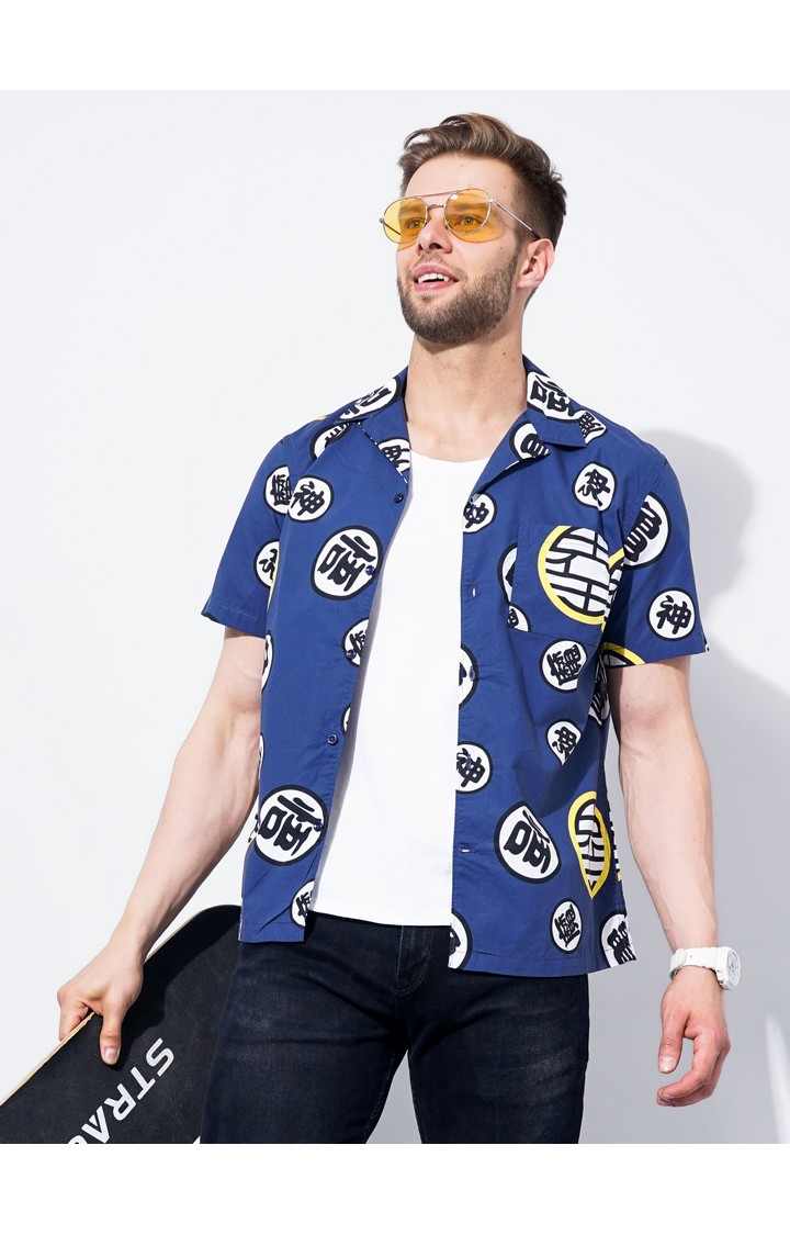 Men's Blue Graphics Casual Shirts
