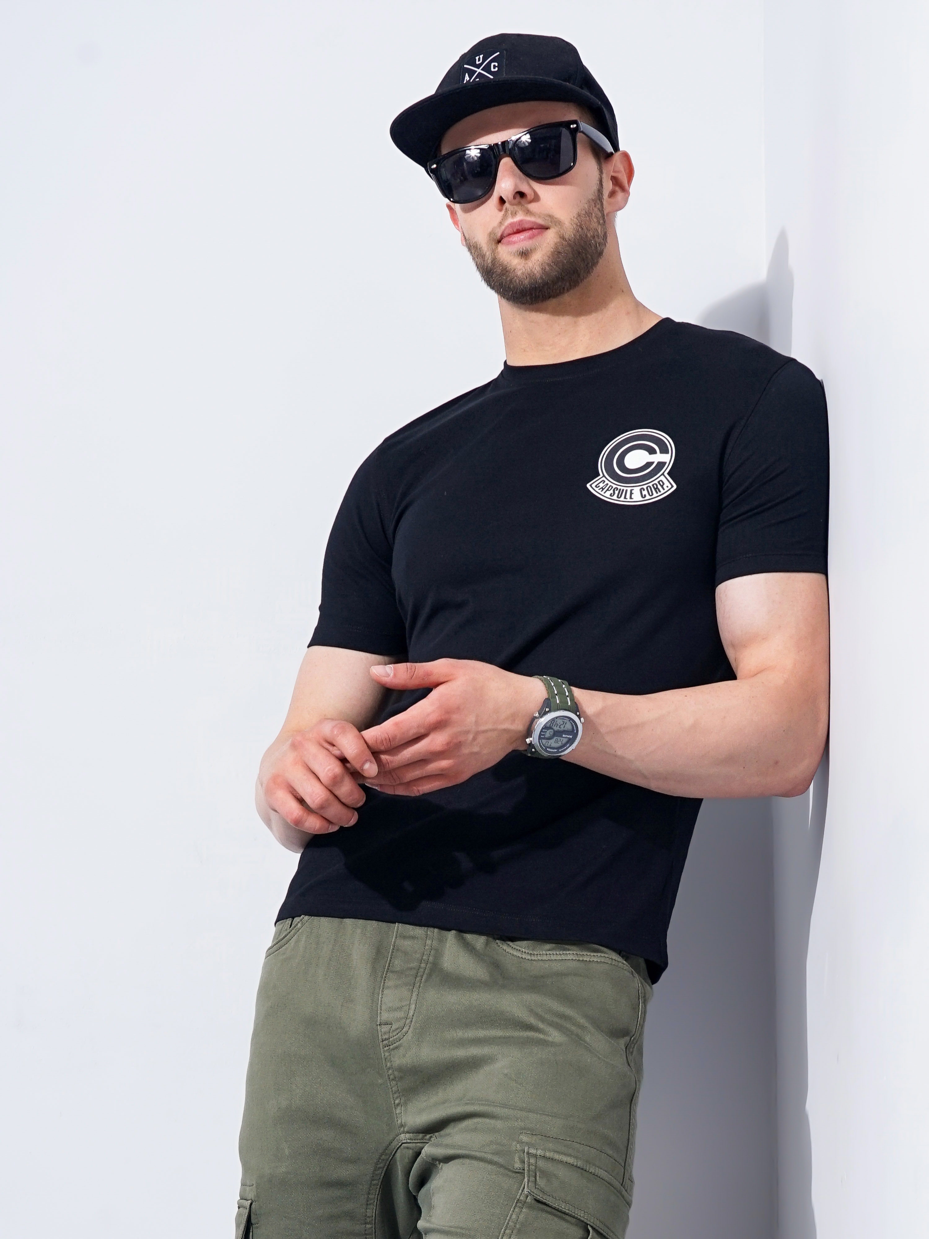 celio | Men's Black Graphics Regular T-Shirts