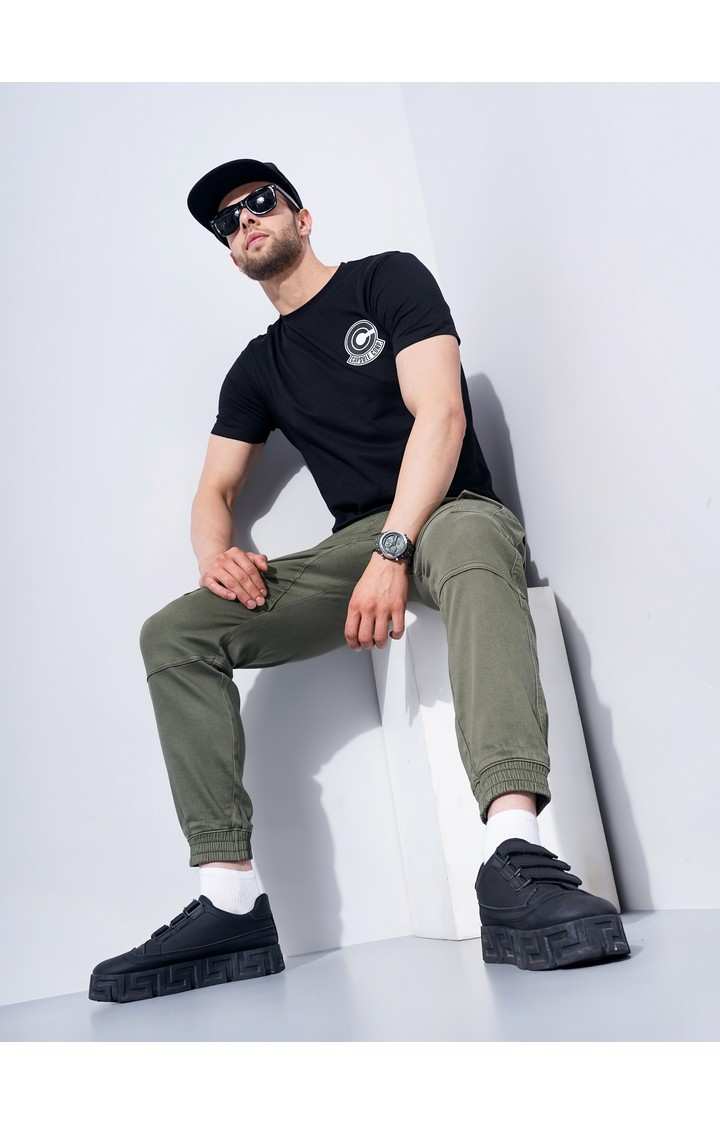 Men's Black Graphics Regular T-Shirts