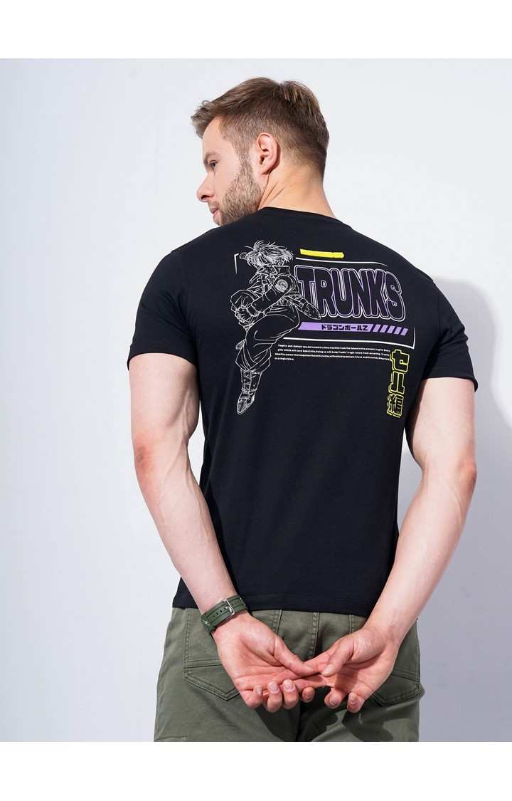 Men's Black Graphics Regular T-Shirts
