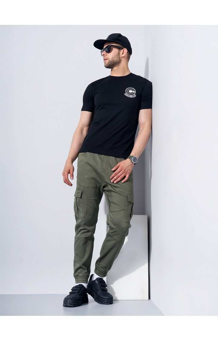 Men's Black Graphics Regular T-Shirts