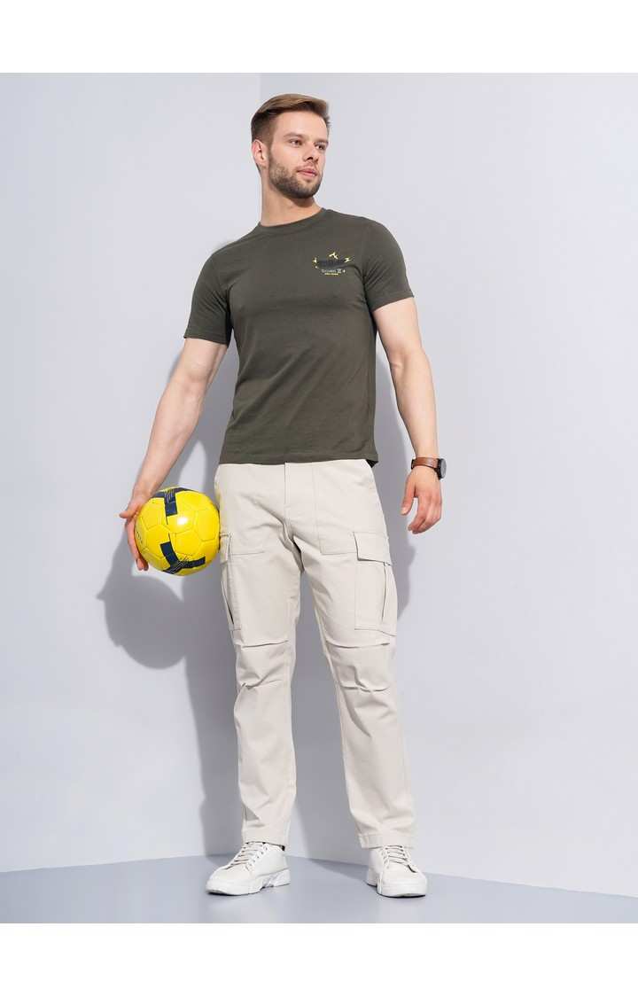 Men's Green Graphics Regular T-Shirts