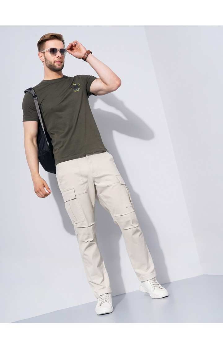 Men's Green Graphics Regular T-Shirts