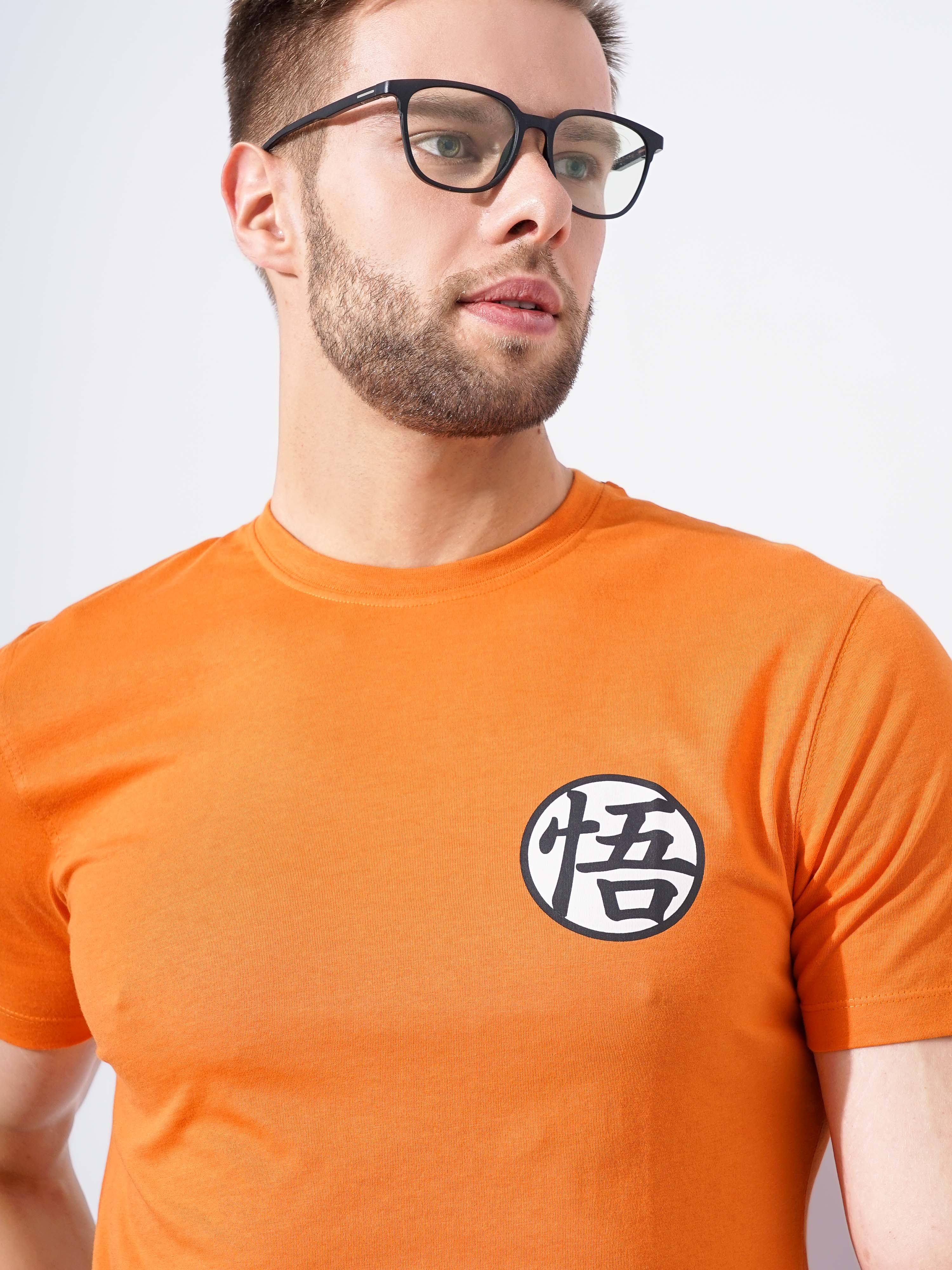 Men's Orange Graphics Regular T-Shirts