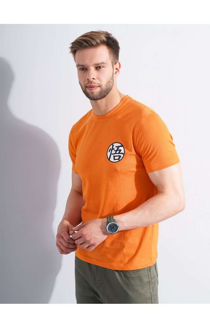 Men's Orange Graphics Regular T-Shirts