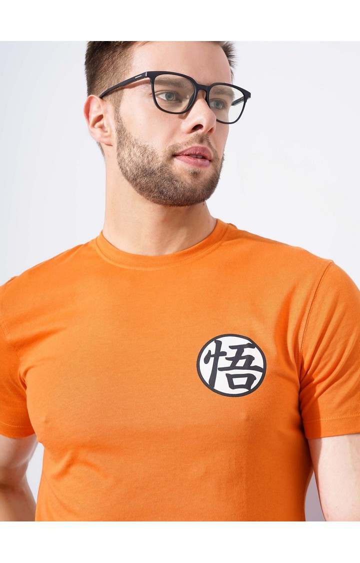 Men's Orange Graphics Regular T-Shirts