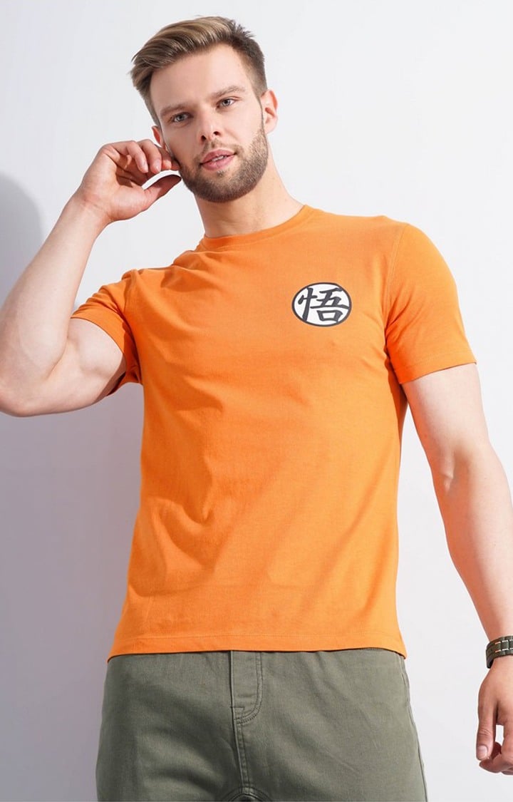 Men's Orange Graphics Regular T-Shirts