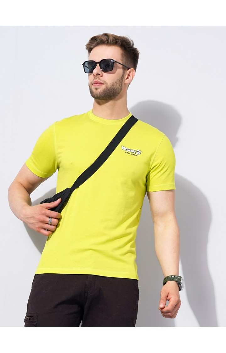 Men's Yellow Graphics Regular T-Shirts