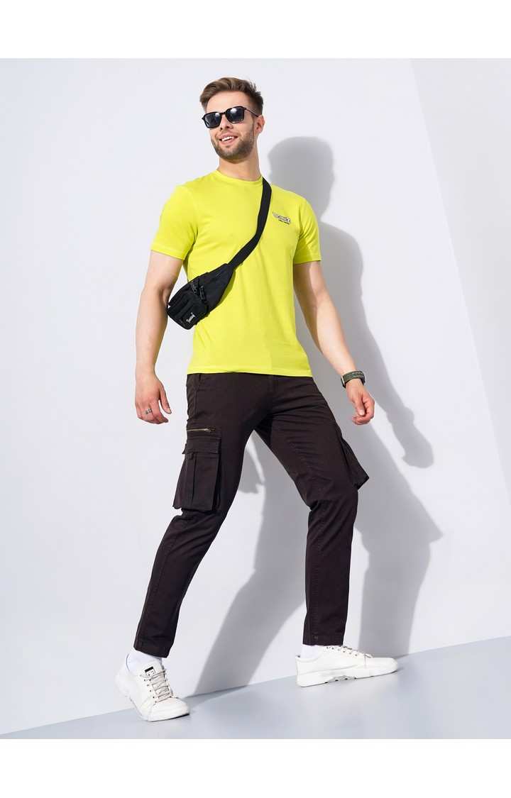 Men's Yellow Graphics Regular T-Shirts
