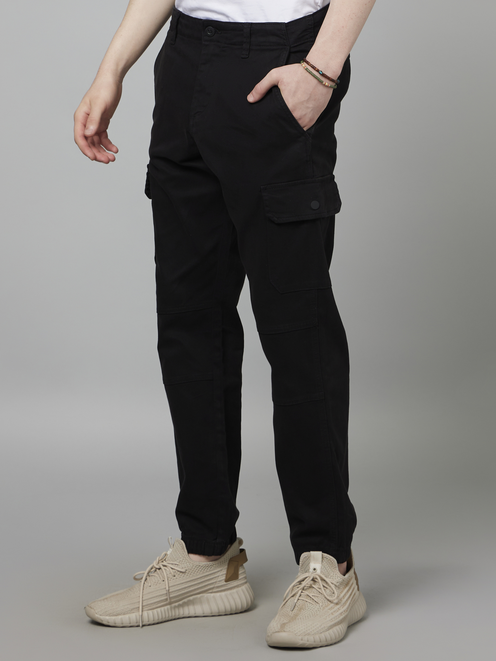 Fashion Men Casual Work Cotton Blend Pure Elastic Waist Long Pants Trousers  Mens Loose Fitting Pants Trouser Casual Pants Black XL - Walmart.com