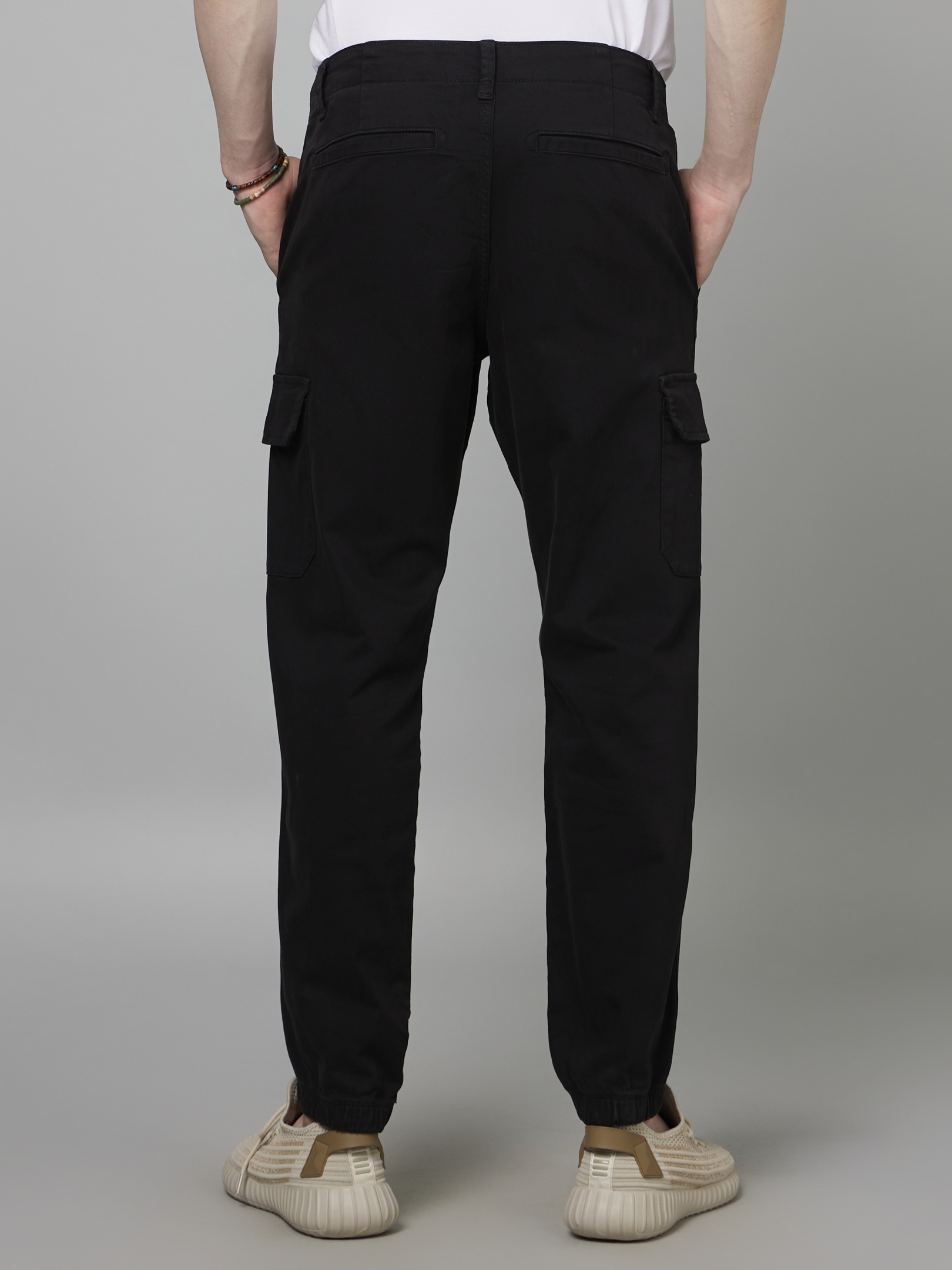 celio | Men's Black Cotton Blend Solid Trousers