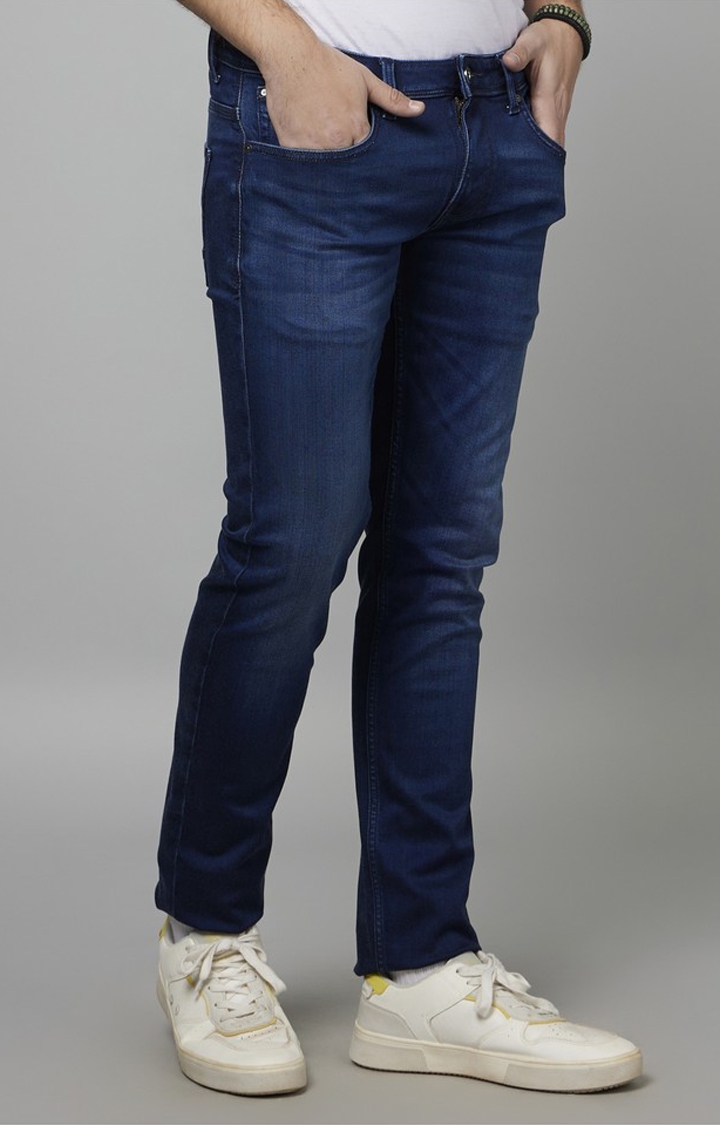 celio | Men's Blue Blended Solid Slim Jeans