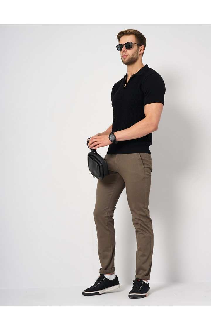 Men's Black Solid Polos