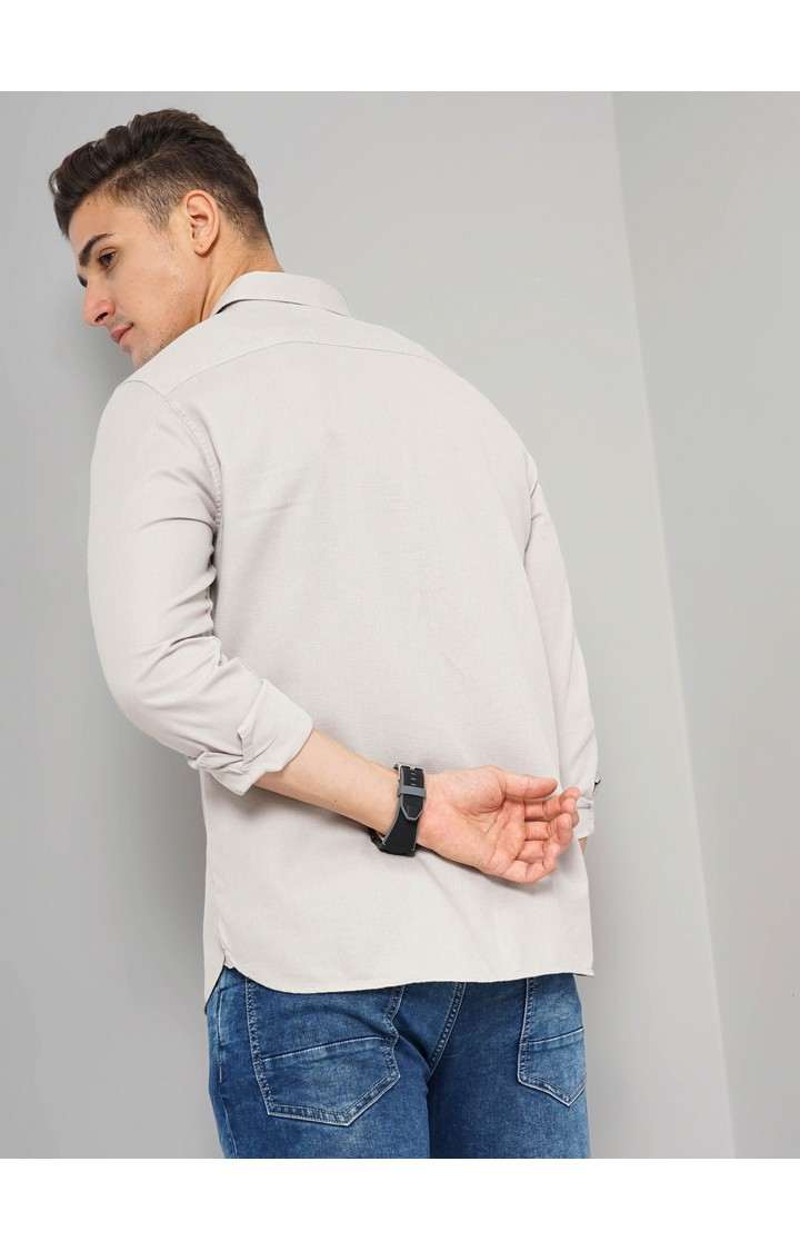 Men's White Solid Casual Shirts