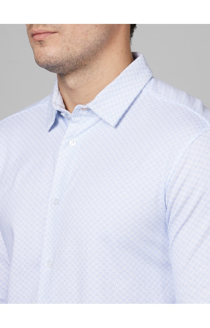 Men's Blue Geometrical Formal Shirts