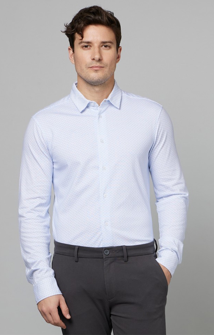 celio | Men's Blue Geometrical Formal Shirts