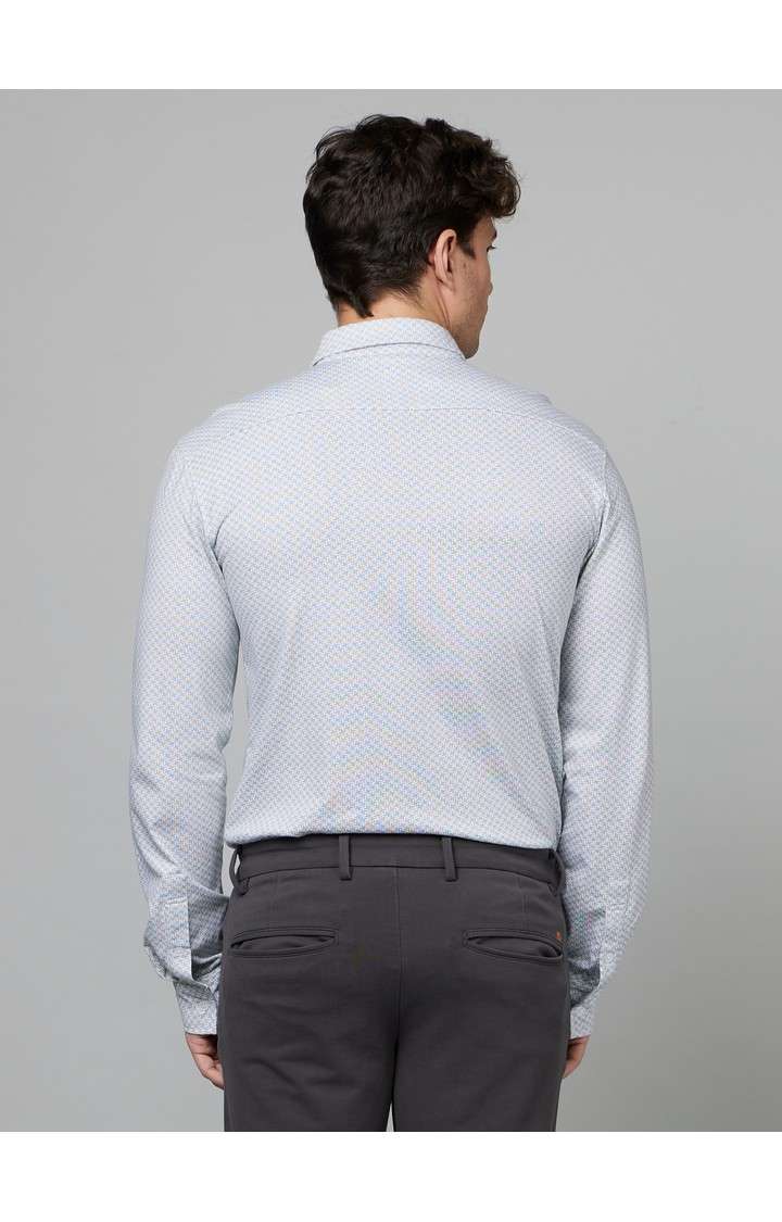 Men's White Geometrical Formal Shirts