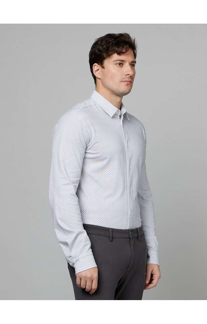 Men's White Geometrical Formal Shirts