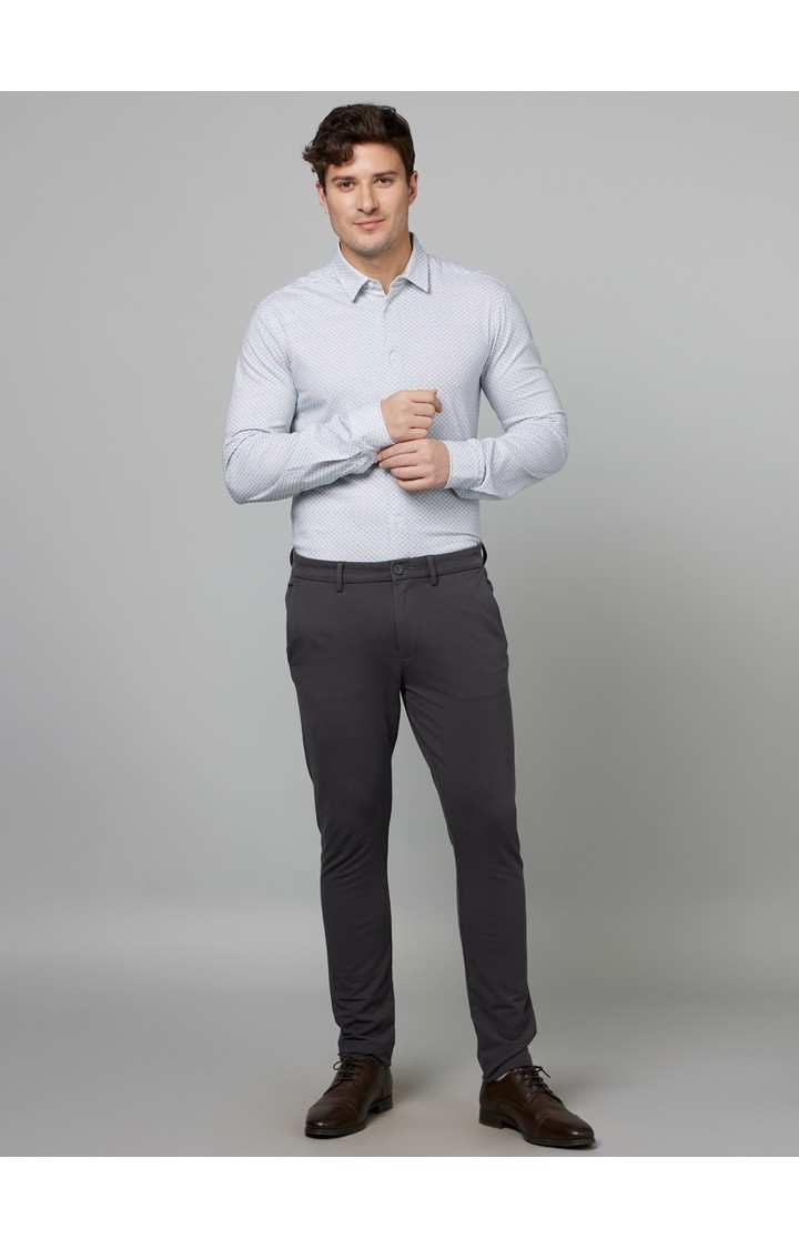 Men's White Geometrical Formal Shirts