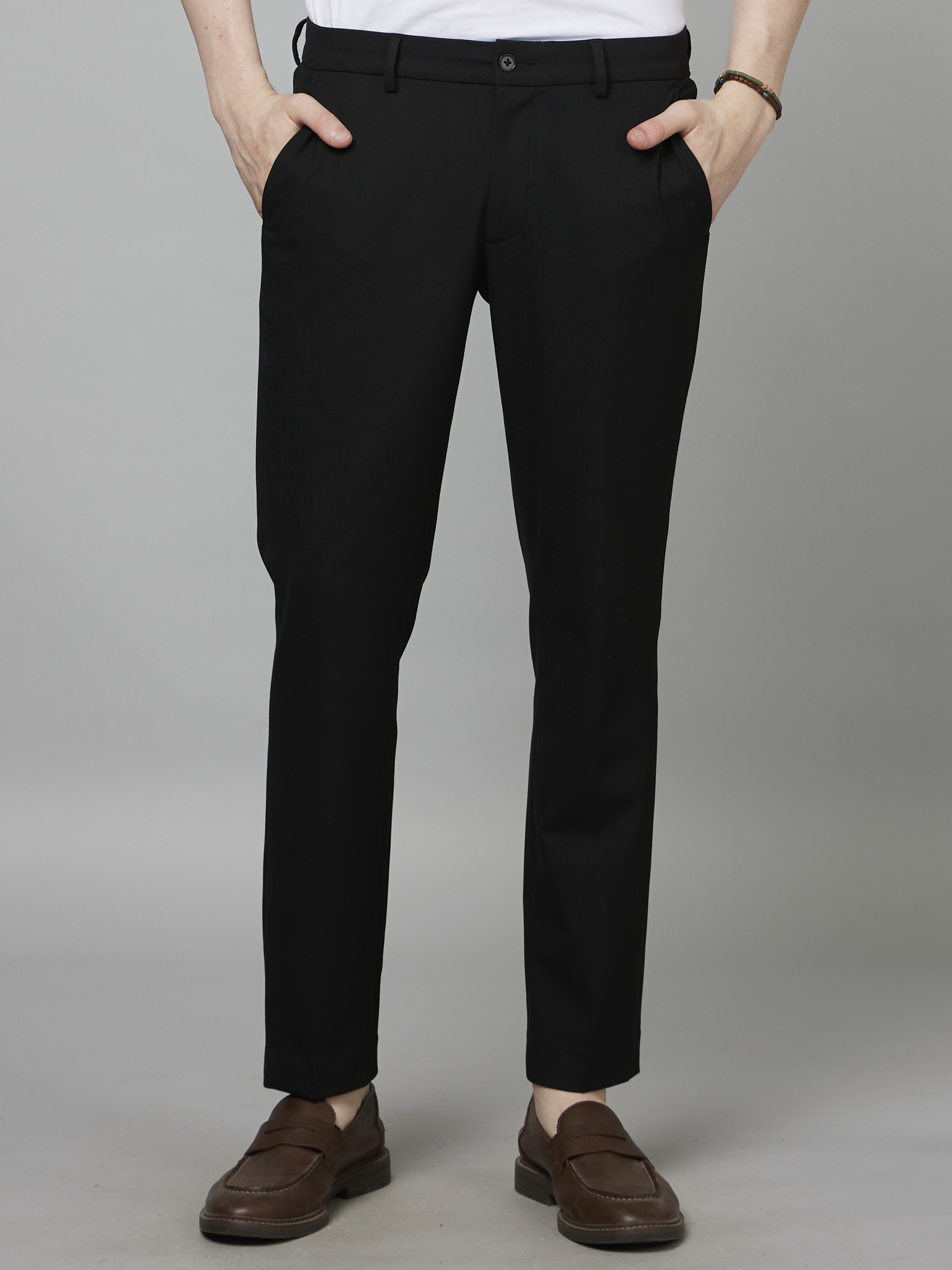celio | Men's Black Blended Solid Trousers