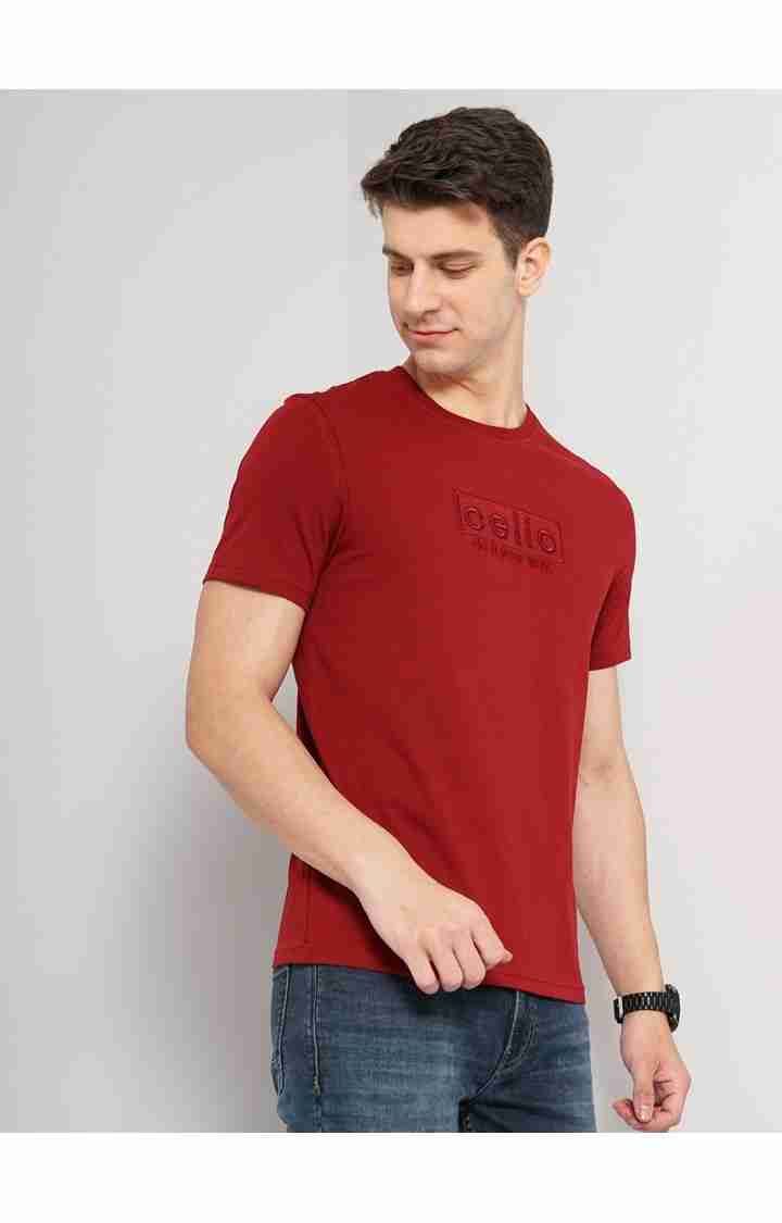 Men's Red Knitted Regular T-Shirts