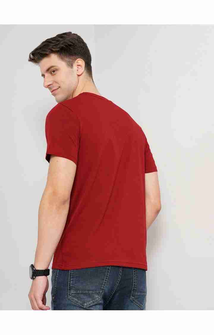 Men's Red Knitted Regular T-Shirts