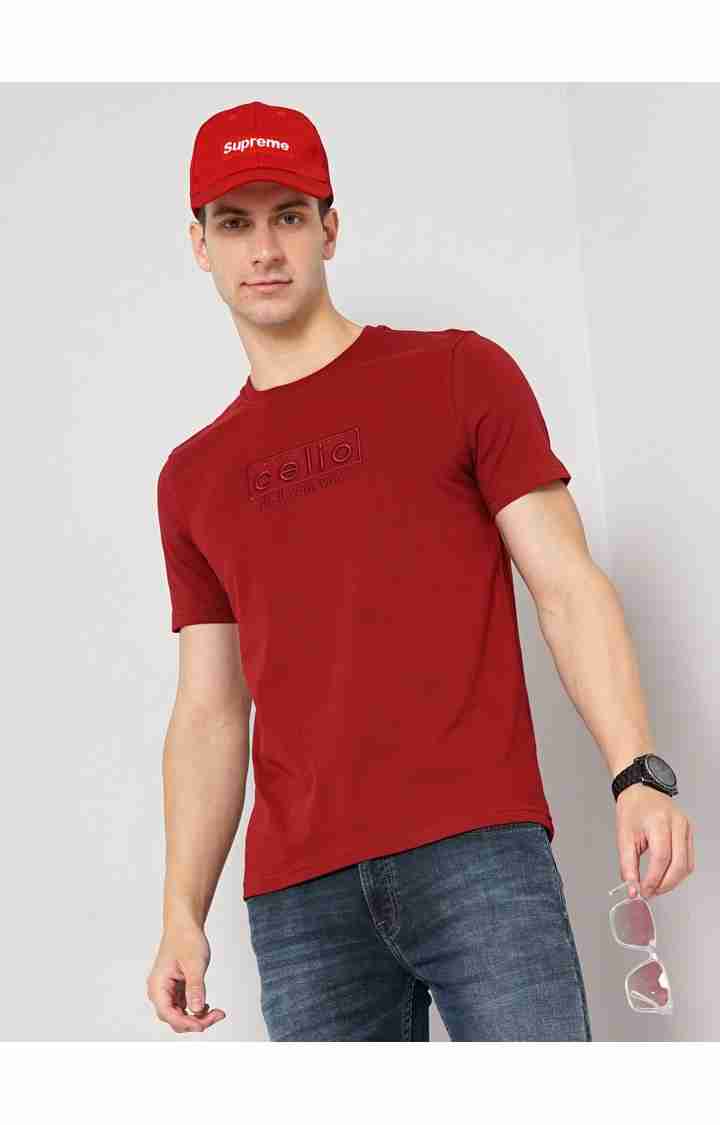 Men's Red Knitted Regular T-Shirts