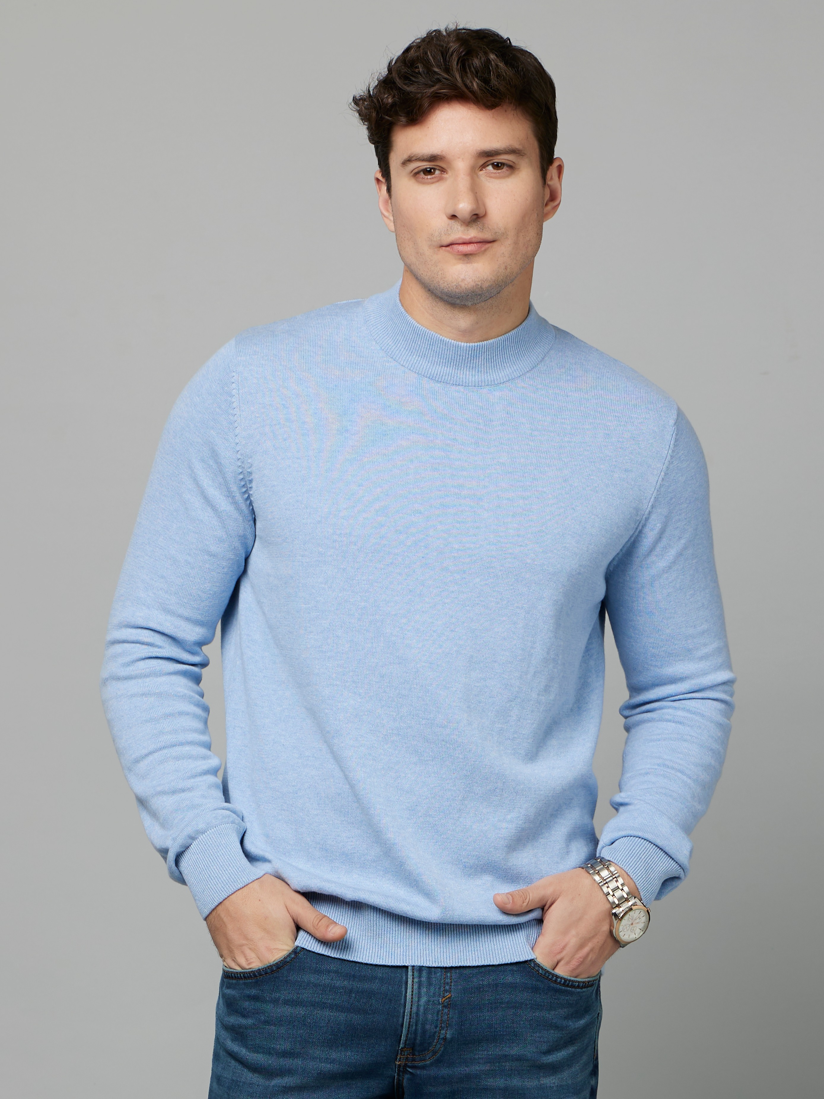 celio | Men's Blue Solid Sweaters