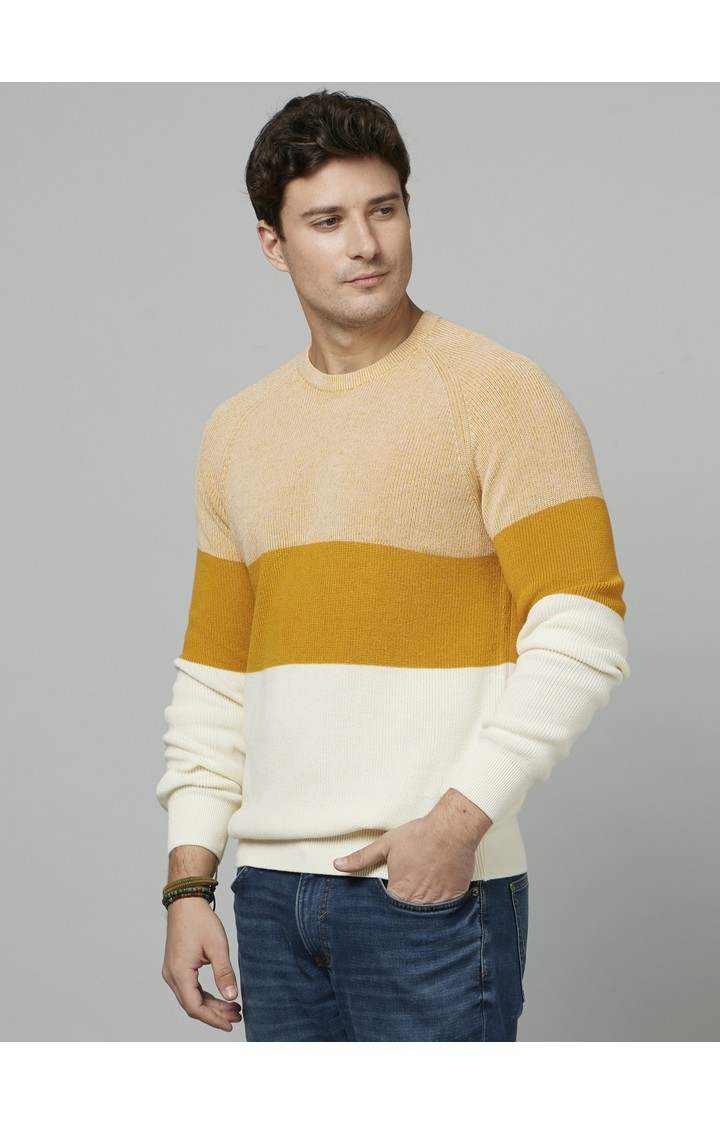 Men's Yellow Colourblock Sweaters